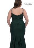 Picture of: Chic Plus Size Dress with Ruching and Rhinestone Neckline Detail in Dark Emerald, Style: 33057, Detail Picture 11