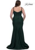 Picture of: Chic Plus Size Dress with Ruching and Rhinestone Neckline Detail in Dark Emerald, Style: 33057, Detail Picture 13