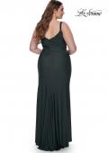 Picture of: Flattering Ruched Plus Size Gown with V Neckline in Dark Emerald, Style: 32201, Back Picture