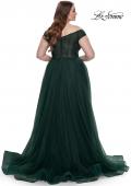 Picture of: A-Line Tulle Off the Shoulder Plus Size Dress with Slit in Dark Emerald, Style: 32204, Back Picture