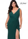 Picture of: Jersey Plus Size Prom Dress with V-Neckline and Slit in Dark Emerald, Style: 28882, Detail Picture 1