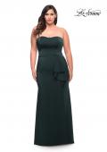 Picture of: Strapless Plus Size Dress with Ruffle Slit Detail in Dark Emerald, Style: 29664, Detail Picture 1