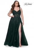 Picture of: Lace Embellished Tulle A-Line Dress with Illusion Back in Dark Emerald, Style: 31383, Detail Picture 1