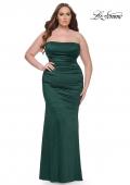 Picture of: Strapless Satin Plus Size Dress with Ruching in Dark Emerald, Style: 32194, Detail Picture 1