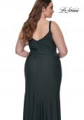 Picture of: Flattering Ruched Plus Size Gown with V Neckline in Dark Emerald, Style: 32201, Detail Picture 2