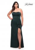 Picture of: Strapless Plus Size Dress with Ruffle Slit Detail in Dark Emerald, Style: 29664, Detail Picture 5
