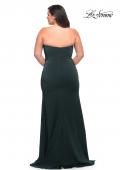Picture of: Strapless Plus Size Dress with Ruffle Slit Detail in Dark Emerald, Style: 29664, Detail Picture 6