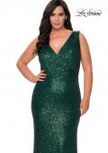 Picture of: Long Sequin Plus Size Prom Gown with V-Neck in Dark Emerald, Style: 28770, Detail Picture 7