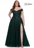 Picture of: Off The Shoulder Tulle Plus Size Gown with Lace in Dark Emerald, Style: 28950, Detail Picture 7