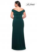 Picture of: Matte Jersey Long Plus Dress with Ruching and Slit in Dark Emerald, Style: 29663, Detail Picture 7