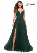 Picture of: A-line Tulle Gown with V Neckline and Pockets in Dark Emerald, Main Picture