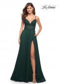 Picture of: A-line Gown with Sheer Floral Embellished Bodice in Emerald in Dark Emerald, Style: 30639, Main Picture