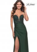 Picture of: Long Dress with Jersey Skirt and Lace Illusion Bodice in Dark Emerald, Style: 31182, Main Picture