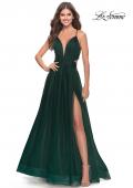 Picture of: Tulle Ball Gown with Side Cut Outs and High Slit in Dark Emerald, Style: 31347, Main Picture