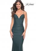 Picture of: Jersey Dress with Bustier Top and Illusion Back in Dark Emerald, Style: 32257, Main Picture