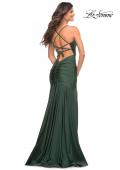 Picture of: Long Jersey Ruched Gown with Dramatic Skirt in Green, Style: 30587, Detail Picture 8