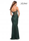 Picture of: Rhinestone Beaded Prom Dress with Illusion Sides and Back in Dark Emerald, Style: 30589, Detail Picture 8
