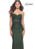 Picture of: Sweetheart Strapless Jersey Gown with Lace Sheer Bodice in Dark Emerald, Style: 31180, Detail Picture 8