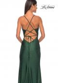 Picture of: Drape Neckline Jeweled Jersey Prom Dress with High Slit in Dark Emerald, Style: 31221, Detail Picture 8
