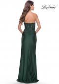 Picture of: Sheer Lace Applique Bodice Dress with Jersey Skirt in Dark Emerald, Style: 31343, Detail Picture 8