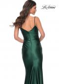 Picture of: Chic Stretch Satin Gown with V Neckline and Ruching in Green, Style: 32075, Detail Picture 8
