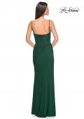 Picture of: Net Jersey Fitted Dress with Ruched Bustier Top in Dark Emerald, Style: 32239, Detail Picture 8
