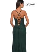 Picture of: Simple Prom Dress with Side Ruching and Lace Up Back in Dark Emerald, Style: 33103, Detail Picture 8
