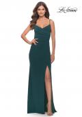 Picture of: Long Jersey Dress with V-neck and Open Back in Dark Emerald, Style: 28079, Detail Picture 9