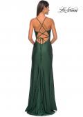 Picture of: Drape Neckline Jeweled Jersey Prom Dress with High Slit in Dark Emerald, Style: 31221, Detail Picture 9