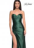 Picture of: Stretch Satin Gown with Sweetheart Top and Illusion Back in Dark Emerald, Style: 32159, Detail Picture 9