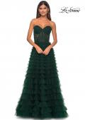 Picture of: A-Line Ruffle Tulle Prom Dress with Sweetheart Top in Dark Emerald, Style: 32283, Detail Picture 9