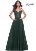 Picture of: Tulle Dress with Full Skirt and Sheer Lace Bodice in Dark Emerald, Style: 32306, Detail Picture 9