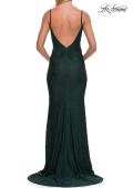 Picture of: Rhinestone Lace Gown with Draped Neckline and Open Back in Dark Emerald, Style: 33264, Detail Picture 9