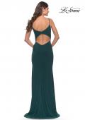 Picture of: Long Jersey Dress with V-neck and Open Back in Dark Emerald, Style: 28079, Detail Picture 10