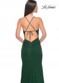 Picture of: Net Jersey Ruched Prom Dress with Illusion Bodice in Dark Emerald, Style: 31151, Detail Picture 10