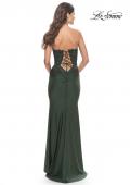 Picture of: Sweetheart Strapless Jersey Gown with Lace Sheer Bodice in Dark Emerald, Style: 31180, Detail Picture 10