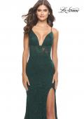 Picture of: Unique Stretch Lace Prom Dress with Sheer Bodice in Dark Emerald, Style: 31249, Detail Picture 10