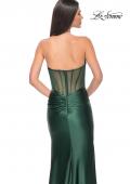 Picture of: Stretch Satin Gown with Sweetheart Top and Illusion Back in Dark Emerald, Style: 32159, Detail Picture 10