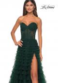 Picture of: A-Line Ruffle Tulle Prom Dress with Sweetheart Top in Dark Emerald, Style: 32283, Detail Picture 10