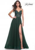 Picture of: Tulle Dress with Full Skirt and Sheer Lace Bodice in Dark Emerald, Style: 32306, Detail Picture 10