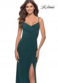 Picture of: Long Jersey Dress with V-neck and Open Back in Dark Emerald, Style: 28079, Detail Picture 11