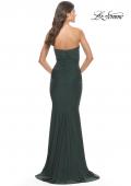 Picture of: Elegant Ruched Strapless Gown with Deep V in Dark Emerald, Style: 31226, Detail Picture 11