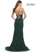 Picture of: Unique Stretch Lace Prom Dress with Sheer Bodice in Dark Emerald, Style: 31249, Detail Picture 11