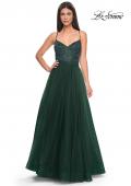 Picture of: Beautiful Rhinestone Beaded Illusion Top Tulle Prom Dress in Dark Emerald, Style: 32020, Detail Picture 11