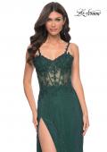 Picture of: Rhinestone Fishnet Dress with Lace Detail on Sheer Bodice in Green, Style: 32232, Detail Picture 11