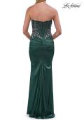 Picture of: Strapless Beaded Corset Satin Gown in Dark Emerald, Style: 33695, Detail Picture 11