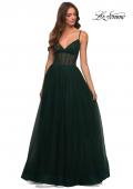 Picture of: Tulle A-line Prom Dress with Corset Sheer Bodice in Dark Emerald, Detail Picture 12