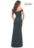 Picture of: Off the Shoulder Long Jersey Gown with Ruffle in Dark Emerald, Style: 30703, Detail Picture 12