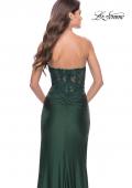 Picture of: Sheer Lace Applique Bodice Dress with Jersey Skirt in Dark Emerald, Style: 31343, Detail Picture 12