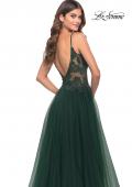 Picture of: A Line Tulle Gown with Lace Bodice and V Back in Dark Emerald, Style: 31507, Detail Picture 12
